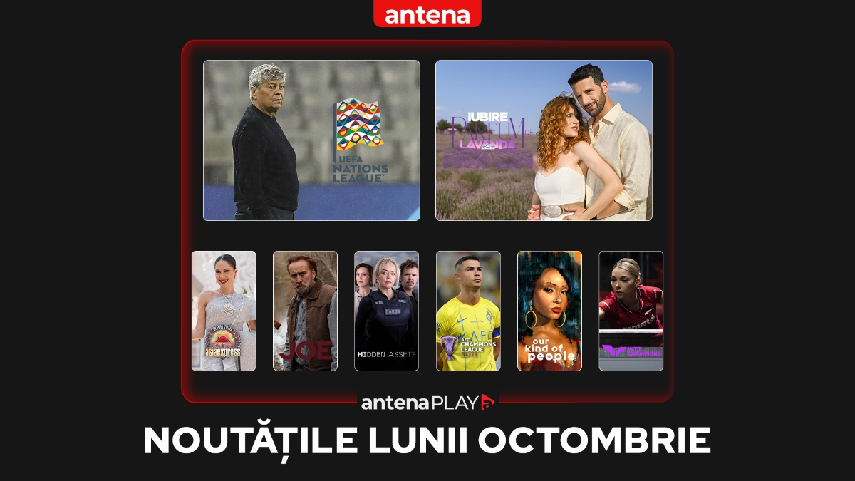 Colaj cu imagini pentru noutățile lunii octombrie în AntenaPLAY